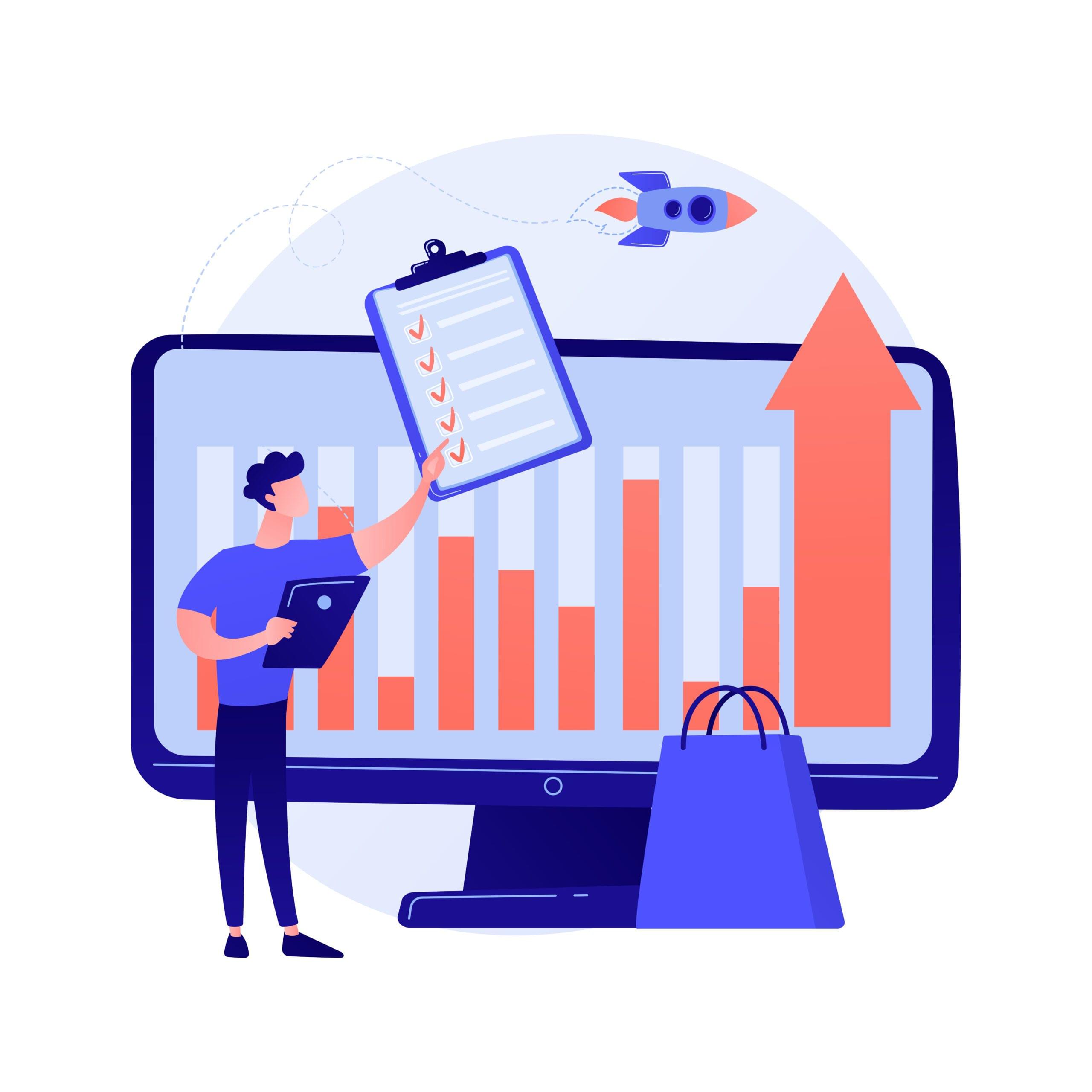 Share in business vector concept metaphor. Share in business, dividend calculation, percentage ratio. Contribution size, deposit amount, accounting and audit. Shareholders cartoon characters. Vector isolated concept metaphor illustration.